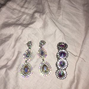 Prom/pageant jewelry earring and bracelet set